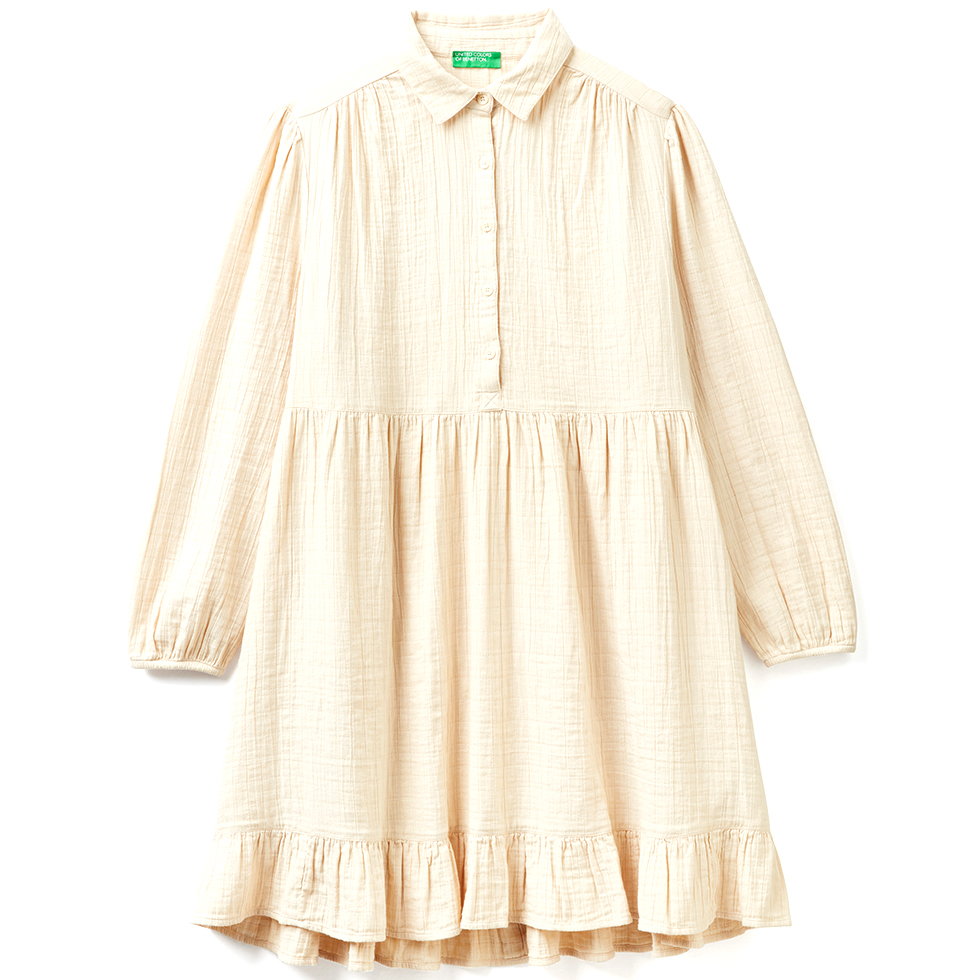 Βαμβακερό μπεζ φόρεμα